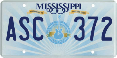 MS license plate ASC372