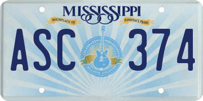 MS license plate ASC374