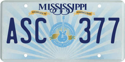 MS license plate ASC377