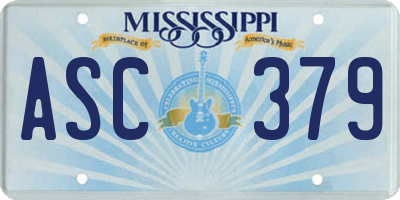 MS license plate ASC379