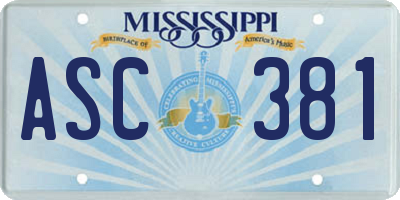 MS license plate ASC381