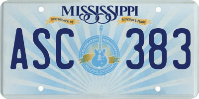 MS license plate ASC383
