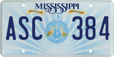 MS license plate ASC384