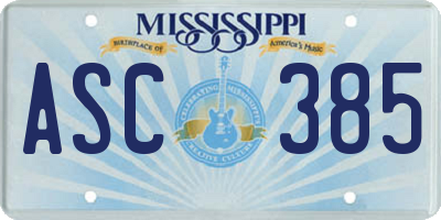 MS license plate ASC385