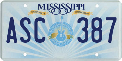MS license plate ASC387