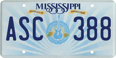 MS license plate ASC388