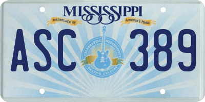 MS license plate ASC389