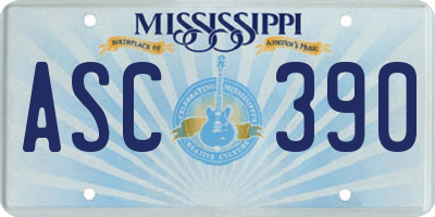 MS license plate ASC390