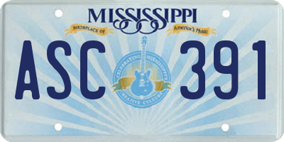MS license plate ASC391