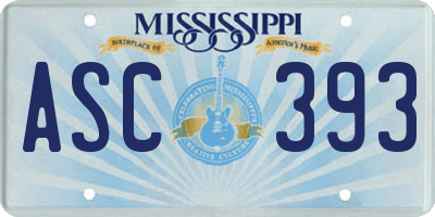 MS license plate ASC393
