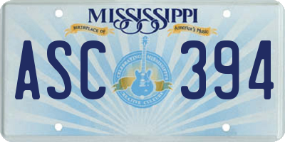 MS license plate ASC394