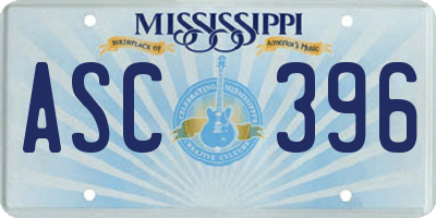 MS license plate ASC396