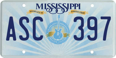 MS license plate ASC397