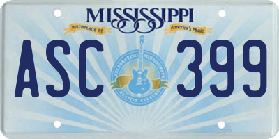 MS license plate ASC399