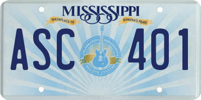 MS license plate ASC401
