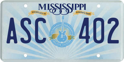 MS license plate ASC402