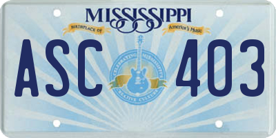 MS license plate ASC403