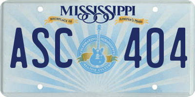 MS license plate ASC404
