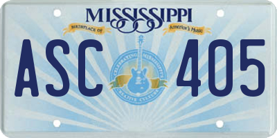 MS license plate ASC405