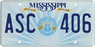 MS license plate ASC406