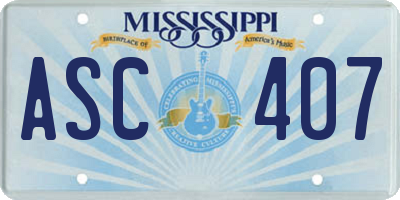 MS license plate ASC407