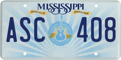 MS license plate ASC408