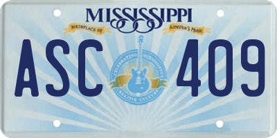 MS license plate ASC409