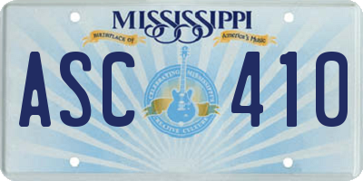 MS license plate ASC410