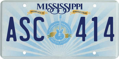 MS license plate ASC414