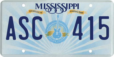 MS license plate ASC415