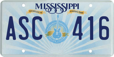 MS license plate ASC416