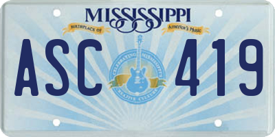 MS license plate ASC419