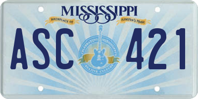 MS license plate ASC421
