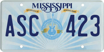 MS license plate ASC423