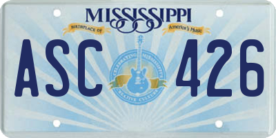MS license plate ASC426
