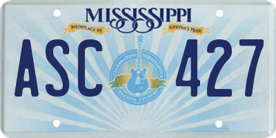 MS license plate ASC427