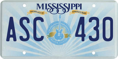 MS license plate ASC430