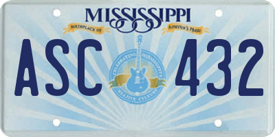 MS license plate ASC432