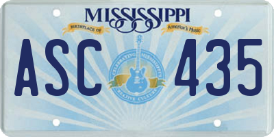 MS license plate ASC435