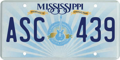 MS license plate ASC439