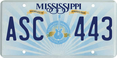 MS license plate ASC443