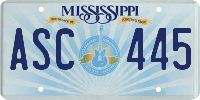 MS license plate ASC445