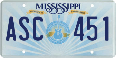MS license plate ASC451