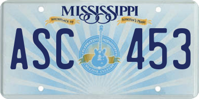 MS license plate ASC453