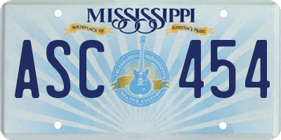 MS license plate ASC454