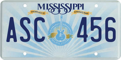 MS license plate ASC456