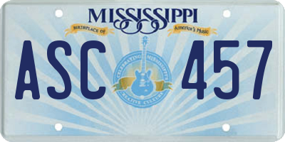 MS license plate ASC457