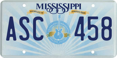 MS license plate ASC458
