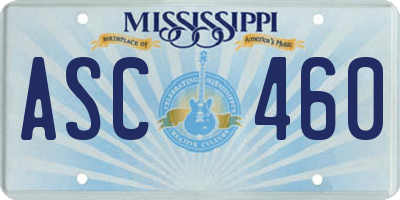 MS license plate ASC460