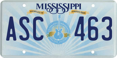 MS license plate ASC463